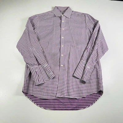 Camisa de vestir Charles Tyrwhitt púrpura a cuadros puño francés para hombre talla 16 33” Foto 1 de 4