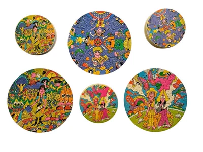 Lot of 3 Rare 1970 Springbok Psychedelic Mother Goose Circular Puzzles COMPLETE - Image 1 of 4
