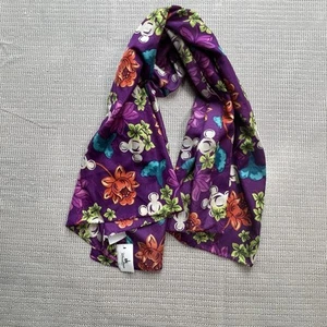 Disney Parks Floral Mickey Mouse Purple Square Scarf – 36x36” Polyester Wrap - Picture 1 of 6