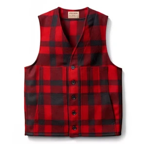 Filson Mackinaw Wool Vest Red & Black Plaid, Men's Medium - Picture 1 of 6
