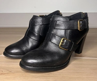 JCrew Britten ботинок загрузки США 6 пряжка черный сделано в Италии кожаный блок  - Изображение 1 из 4