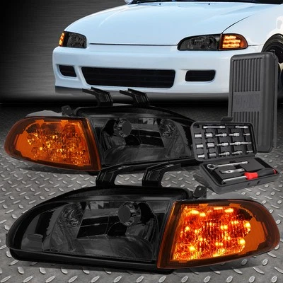 PARA 92-95 HONDA CIVIC LED AHUMADO CLARO INTERMITENTE LATERAL FARO LÁMPARA + JUEGO DE HERRAMIENTAS Foto 1 de 4