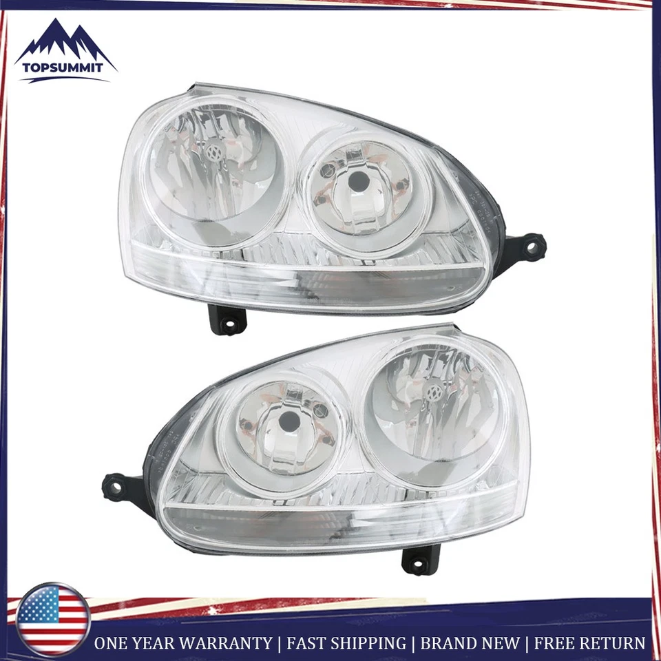 Faros de lente cromados transparentes izquierda+derecha para Volkswagen Rabbit 06-09, Jetta 2005-2010 Foto 1 de 4