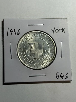 1936 York County Maine Commemorative Silver Half Dollar 50C BU UNC - Image 1 of 4