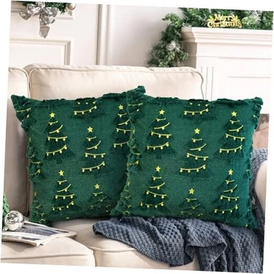  Christmas Pillow Covers 18x18, Set of 2 Dark 18" x 18" (Pack of 2) Green - Image 1 of 4