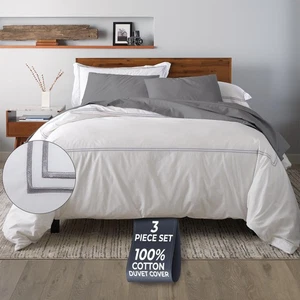 Copripiumino Queen Size (3 Pezzi), 100% Cotone Percalle, Completo/Regina, Morbido, Bre... - Foto 1 di 8