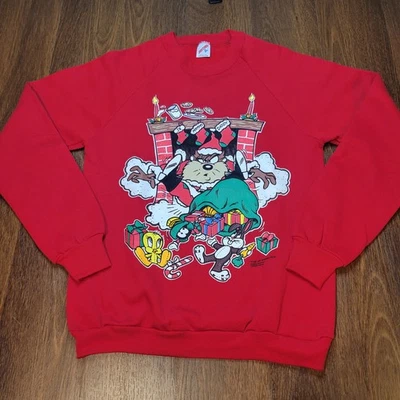 Sudadera Vintage 1993 90s Taz Looney Tunes Navidad Jerzees Adulto Pequeña S Foto 1 de 4