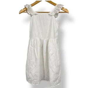 Gap Girl's White Eyelet Scalop Trim White Dress Sz. M 8 Easter Wedding Formal - Picture 1 of 6