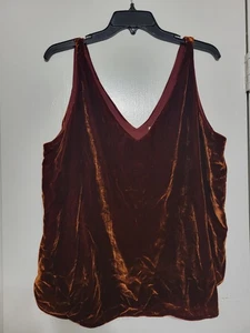 Canotta donna Loft velluto schiacciato scollo a V arancione bruciato taglia large nuova con etichetta - Foto 1 di 7