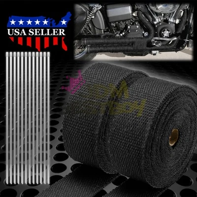 Cinta térmica de aislamiento de cabezal colector envolvente térmica de escape negro de 2 rollos x 2" 50 pies Foto 1 de 4