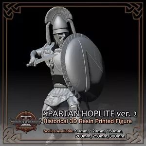 Greek Spartan Hoplite 2 - 3D Resin Printed Figure Model - Scale 90mm to 300mm - Bild 1 von 15