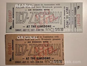 Led Zeppelin Unused Concert Ticket July 17 1977 Kingdome Seattle Complete 100 - Picture 1 of 5