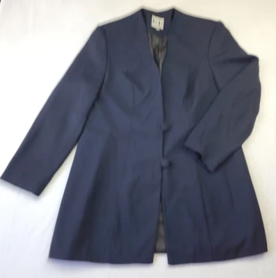 Jaqueta Blazer Feminina Acolchoada de Ombro Stella Louise KB Tamanho 14W Azul Fabricada nos EUA - Imagem 1 de 4