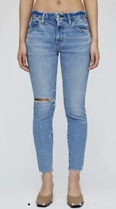 Pantalones de mezclilla ajustados Moussy Vintage Depew desgastados dobladillo deshilachado tiro medio talla 27 - Imagen 1 de 17