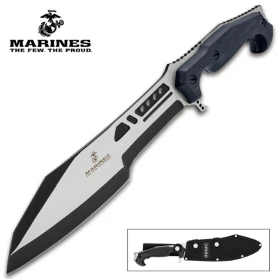 USMC Marines 2 Tone Combat Machete Bowie Fixed Blade Knife 4mm Full Tang UC3541 - Image 1 of 4