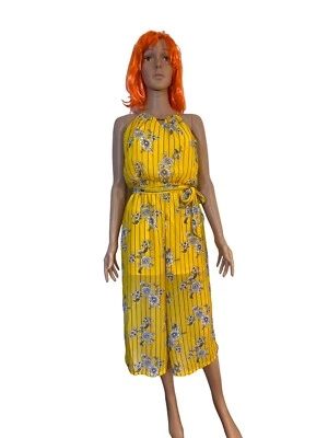 Mono My Michelle Cuello Alto Corbata Amarillo Floral Sin Mangas Talla XL NUEVO CON ETIQUETAS Foto 1 de 4