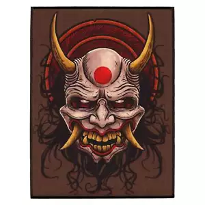 Horned Evil Demon Samurai FotoPatch Back Patch XL Embroidered Iron On - Picture 1 of 2