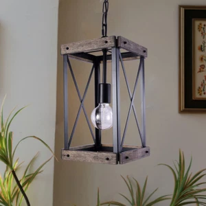 VILUXY Vintage Pendant Light, Classic Single Light Hanging Pendant Lighting, Bla - Picture 1 of 12