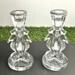 Waterford Crystal Triple Seahorse Candlesticks 6" Candle Holders One Pair No box - Picture 1 of 8