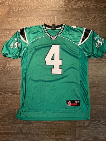 VINTAGE Saskatchewan Roughriders #4 CFL Reebok Jersey mens L DARREN JOSEPH Cover