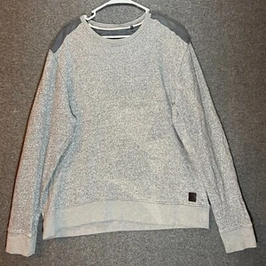 BUFFALO David Bitton Sweater Adult XXL Gray Elbow Patches Pullover Crewneck Mens - Picture 1 of 12
