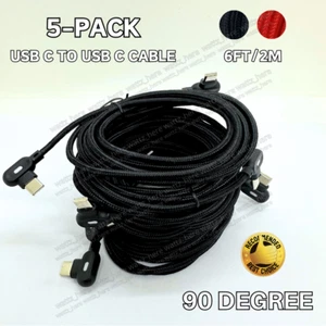 5Pack USB C to C Cable Fast Charge PD Nylon Cord 90 Degree for iPhone 15 Samsung - Picture 1 of 12