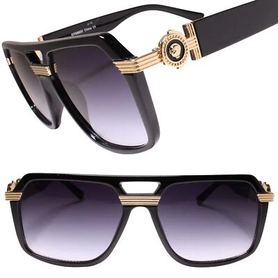 Sharp and Stylish: Square Black & Gold Rapper Sunglasses for an Edgy Look - Image 1 of 3