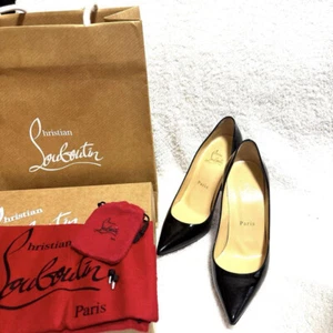 Christian Louboutin Size 35.5 Women's Pointed Toe Patent Leather Pumps in Black - Picture 1 of 9