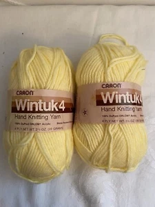 NWT Vtg Lot of 2 CARON WINTUK 4 Baby Yellow Orlon Acrylic Yarn 3 1/2 oz each - Picture 1 of 4