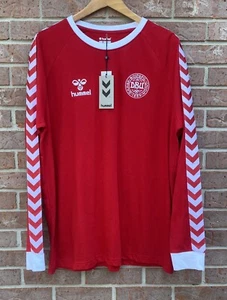 NWT Hummel Denmark DANSK Soccer Cotton Jersey Long Sleeve Shirt Size Large - Picture 1 of 9
