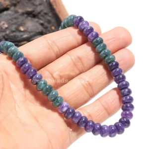 925 Sterling Silver African Amethyst+Grandidierite Quartz 8MM Necklace 18" - Picture 1 of 7