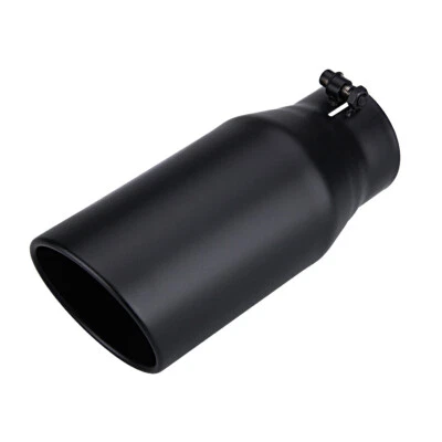 3.5" Inlet 5" Outlet 12" Long Bolt On Diesel Exhaust Tip Black Stainless Steel - Image 1 of 4