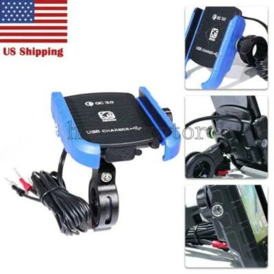 Blue Cell Phone Holder USB Charger for Suzuki GSXR600 750 Hayabusa GSX1300R USA - Image 1 of 4