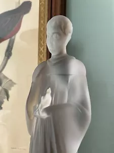 Estatuilla Fostoria Descatalogada Vidrio Satinado San Francisco de Asís Base Triangular - Imagen 1 de 10