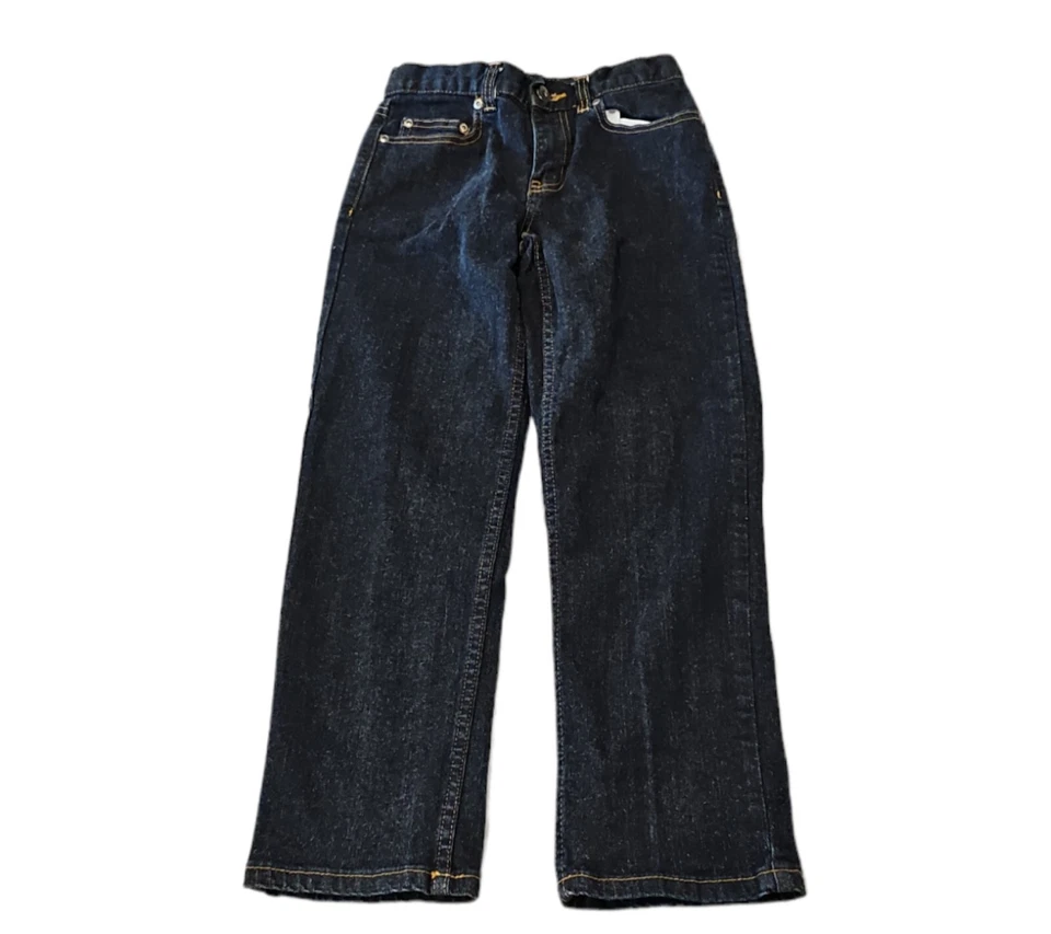 Pantalones de mezclilla descoloridos Glory para niños 10R azul pierna recta cintura ajustable pantalones informales Foto 1 de 4