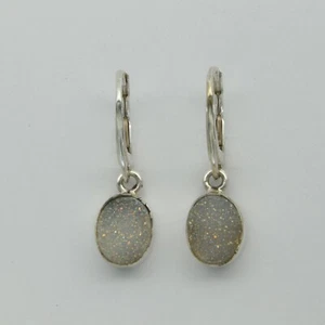 Pendientes de cuarzo natural DRUZY/Druse/Drusy con palanca trasera de plata esterlina 925 #22 - Imagen 1 de 3