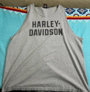 Harley Davidson Sleeveless Muscle Shirt Gray Double Sided Size 3XL Metro HD Iowa - Picture 1 of 9