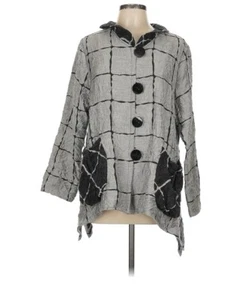 Moonlight Y & S Fashion Mixed Media Crinkled Tunic Top Gray And Black Size Large - Picture 1 of 5