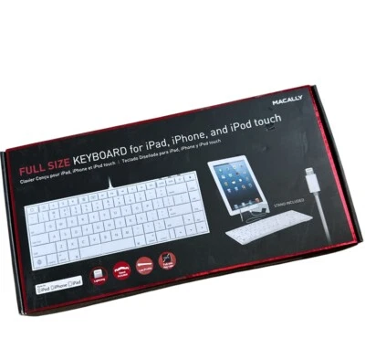 Fullsize Keyboard for iPad, iPhone, and iPod Touch With Stand Lightning Cable - Image 1 of 4