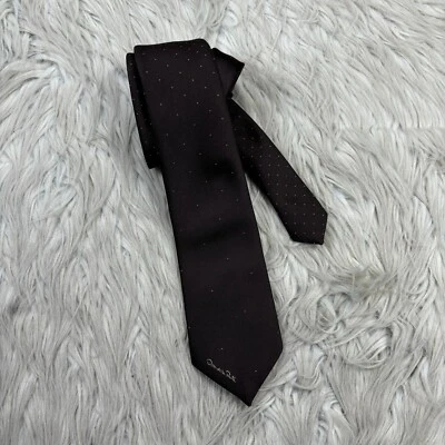 Corbata Oscar De La Renta Marrón Tostado Ombre Lunares Tejida Cuello Poli Seda Foto 1 de 4