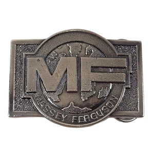 MF Massey Ferguson Farm Equipment Vintage 1978 Silver Tone Belt Buckle - Picture 1 of 2