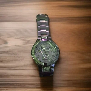 Guess Watch Women 40mm Pave Silver Tone Pave Day Date UNTESTED - Picture 1 of 2