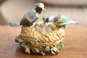Rucinni Vogel mit Eiern Schmuck Schmuckschatulle mit Swarovski Kristallen - Bild 1 von 8