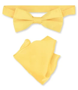 Pajarita y pañuelo Biagio 100 % seda color dorado liso para hombre - Imagen 1 de 1