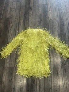 shard sequin long sleeve mini dress in lime green - Picture 1 of 11