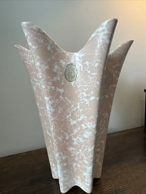 VTG Vase MCM Shawnee Cameo Ware Pink Salmon Spatter Paint Atomic Design USA - Image 1 of 4
