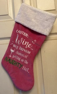 Weihnachtsstrumpf weinrot frech süß heiß rosa Fell Samt Mädchen - Bild 1 von 4