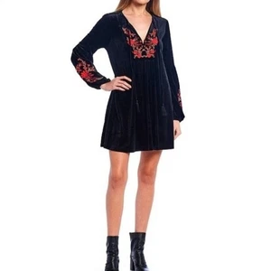 Chelsea & Violet Samt Minikleid Damen Large schwarz bestickt Bohemian - Bild 1 von 12