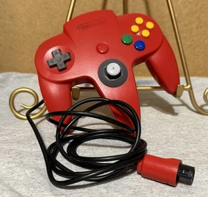 RED Nintendo 64 Controller OEM N64 Original NUS-005 w/ Controller Pak nus-004 - Picture 1 of 14