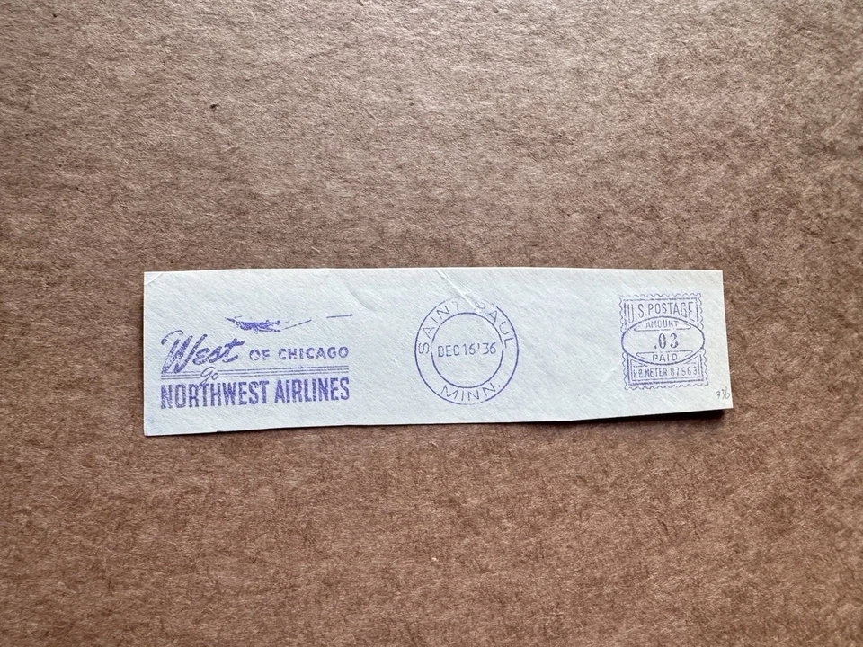 Medidor de línea aérea de EE. UU. pieza cortada (336) + 1936 Northeast Airlines a W Chicago + PB#87563 Foto 1 de 1